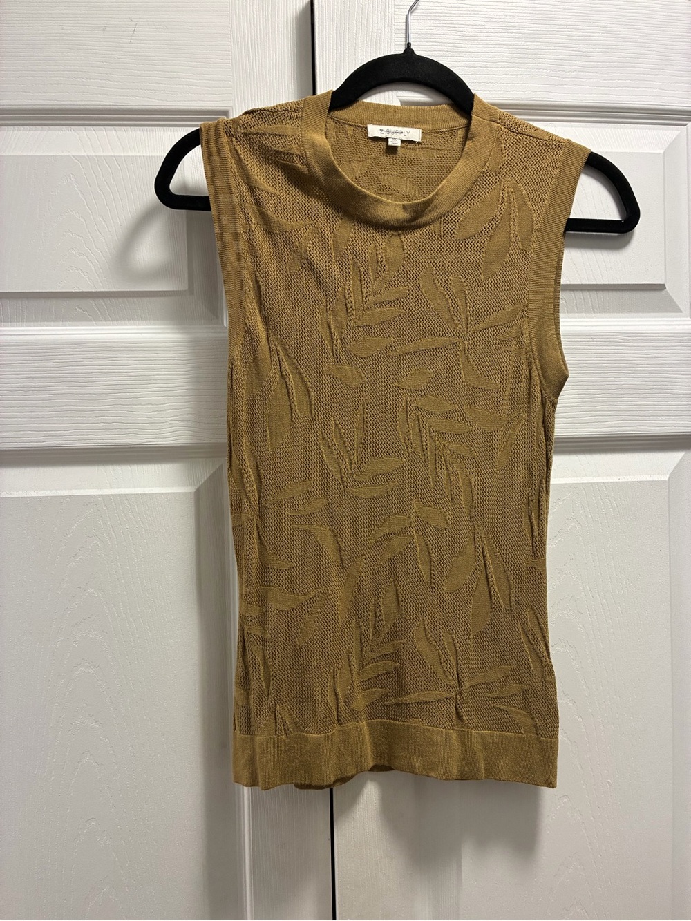 Sleeveless Knit Tank Top in Camel Brown by St. John?